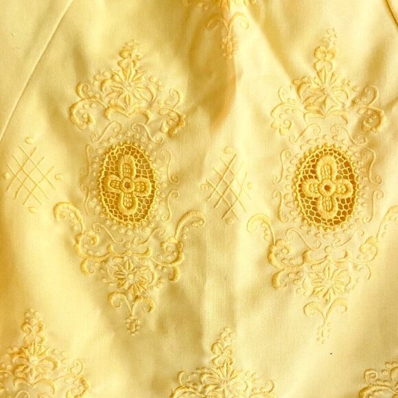 Vintage Sunny Yellow Embroudered Long Sleeve Short Tunic Top S - Picture 3 of 6